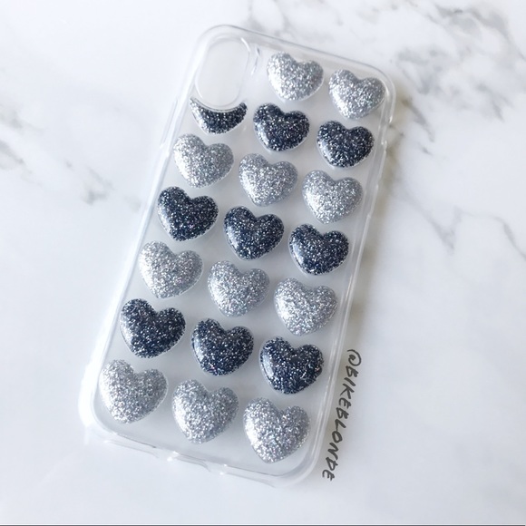 Accessories - NEW iPhone X Soft TPU 3D Glitter Heart Case
